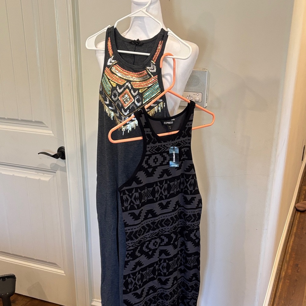 Express Black Tank Dress with Colorful Embellishments